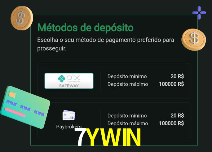 O cassino 7YWIN oferece uma grande variedade de métodos de pagamento